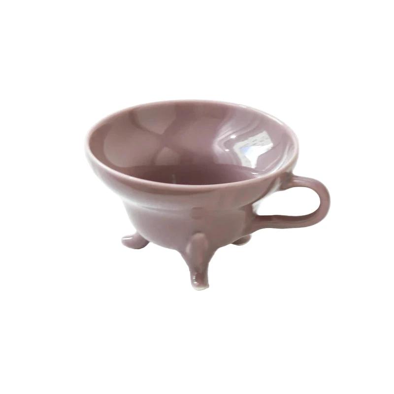 Vintage Solid Color Ceramic Coffee Cup Creative Italian Tripod Mug by Bowlift