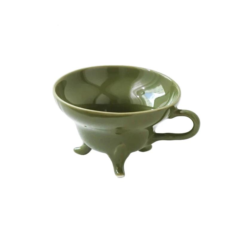 Vintage Solid Color Ceramic Coffee Cup Creative Italian Tripod Mug by Bowlift