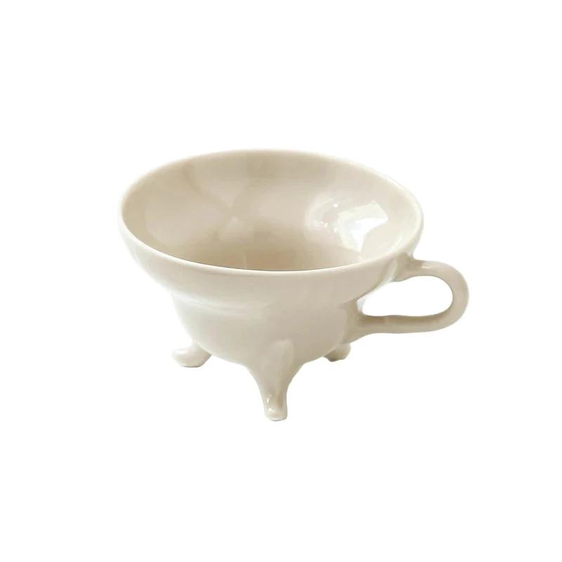 Vintage Solid Color Ceramic Coffee Cup Creative Italian Tripod Mug by Bowlift