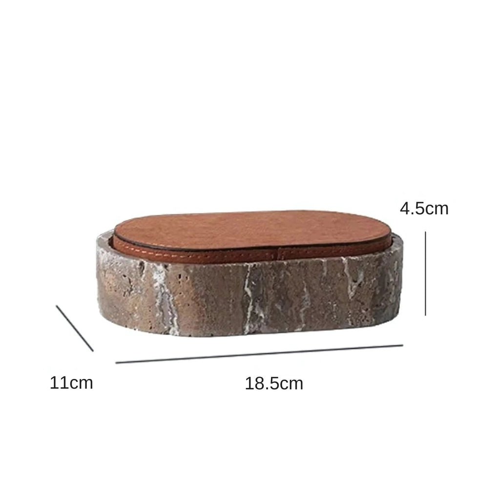 Marble Leather Lid Jewelry Storage Box by Casa & Beyond