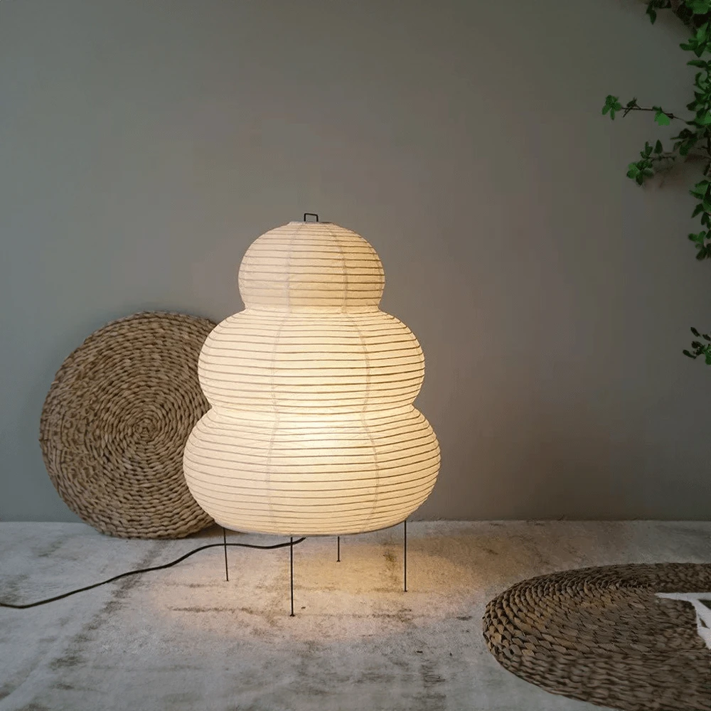 WabiGlow adjustable floor lamp made of rice paper Bowlift by Bowlift