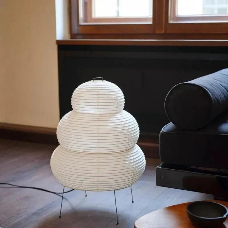 WabiGlow adjustable floor lamp made of rice paper Bowlift by Bowlift