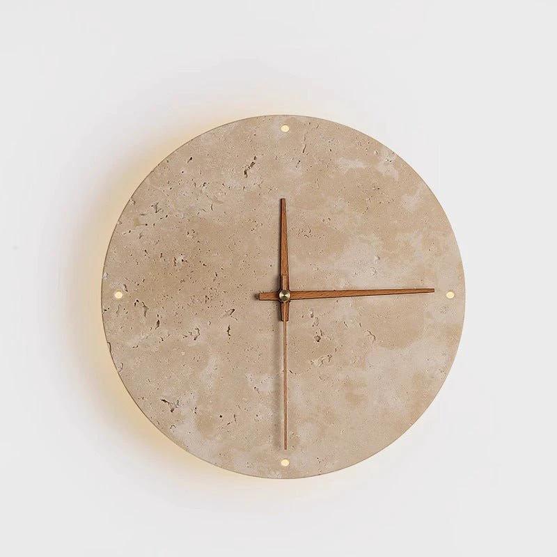 Awaken your space with the Wabi-sabi wall clock made of travertine by BowLift