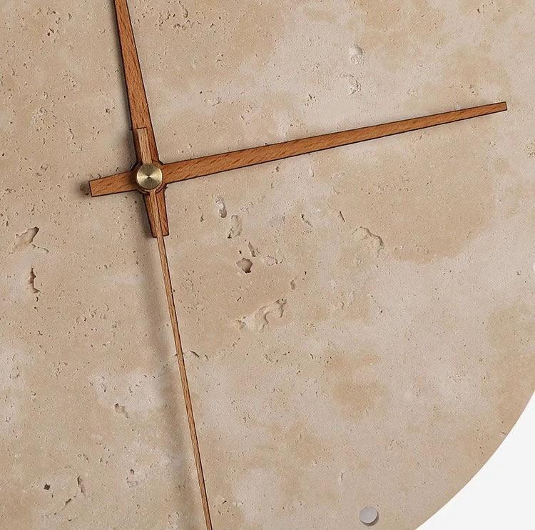 Awaken your space with the Wabi-sabi wall clock made of travertine by BowLift