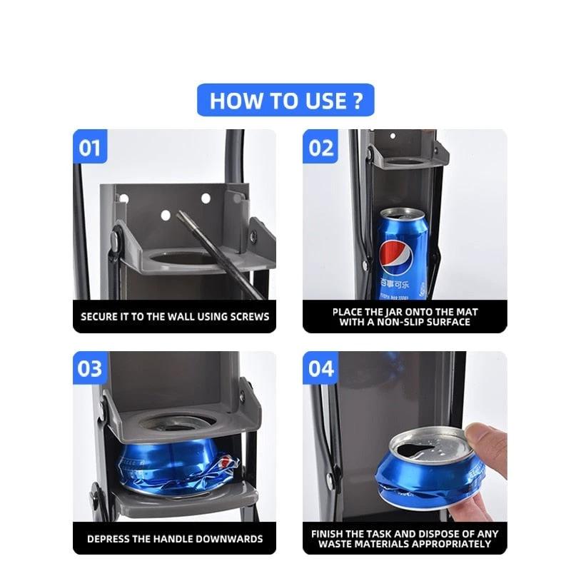 Wall-Mounted Metal Commercial Can Crusher with Bottle Opener by Bowlift