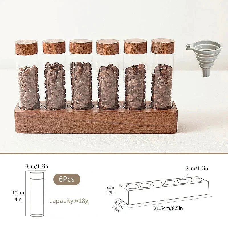 Walnut Solid Wood Base Single Dose Coffee Bean Storage Wooden Holder by Bowlift