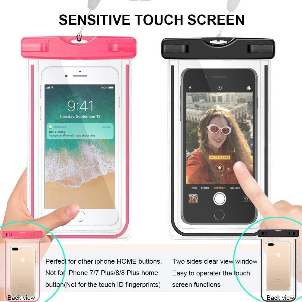 Universal Waterproof Case, Waterproof Phone Pouch Dry Bag IPX8 Luminous for iPhone X/8/8plus/7/7plus/6s/6/6s plus Samsung galaxy s8/s7 Google Pixel HTC10 by flagsshop