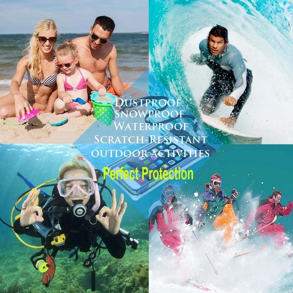 Universal Waterproof Case, Waterproof Phone Pouch Dry Bag IPX8 Luminous for iPhone X/8/8plus/7/7plus/6s/6/6s plus Samsung galaxy s8/s7 Google Pixel HTC10 by flagsshop