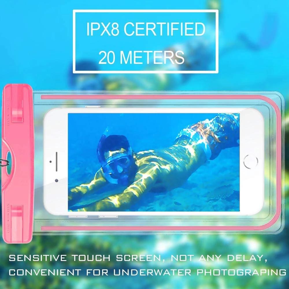 Universal Waterproof Case, Waterproof Phone Pouch Dry Bag IPX8 Luminous for iPhone X/8/8plus/7/7plus/6s/6/6s plus Samsung galaxy s8/s7 Google Pixel HTC10 by flagsshop