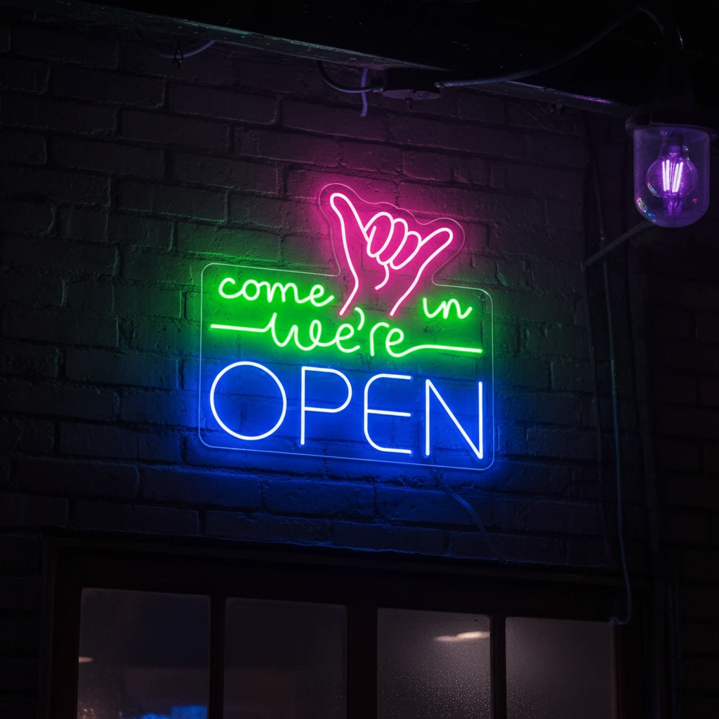 Come in We're Open Sign Bar Led Light Sign by Neonchics