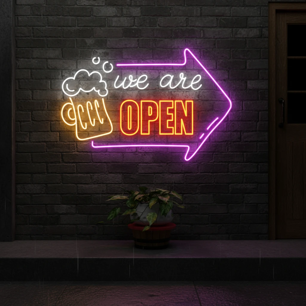 We Are Open Led Sign Beer Open Neon Sign by Neonchics