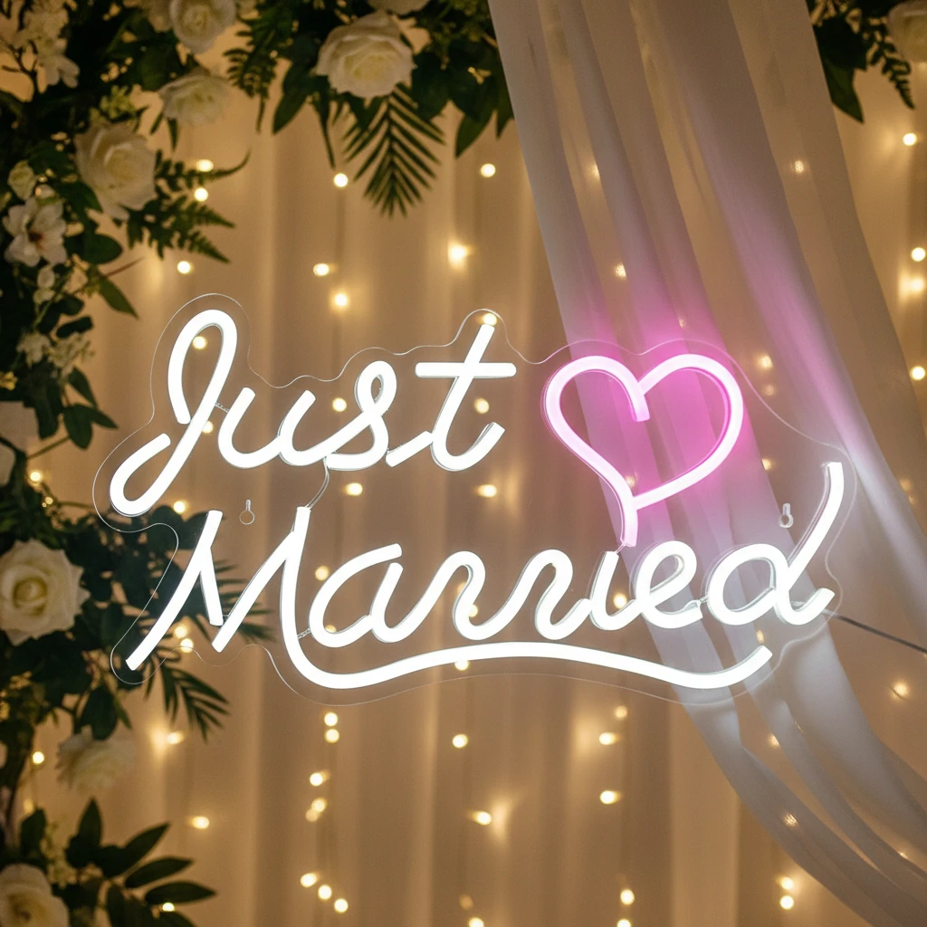 Just Married Neon Sign for Wedding Party Decor by Neonchics