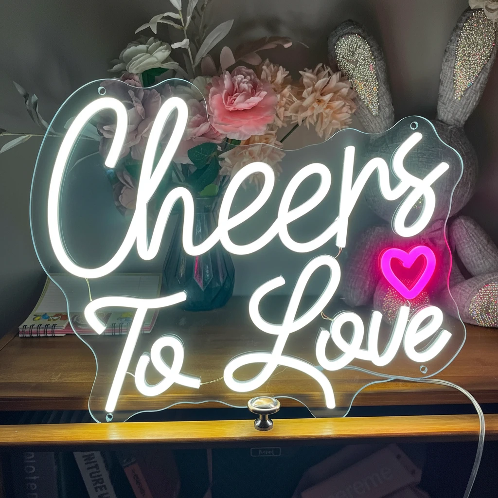 Cheers to Love Neon Sign Valentines Neon Sign by Neonchics