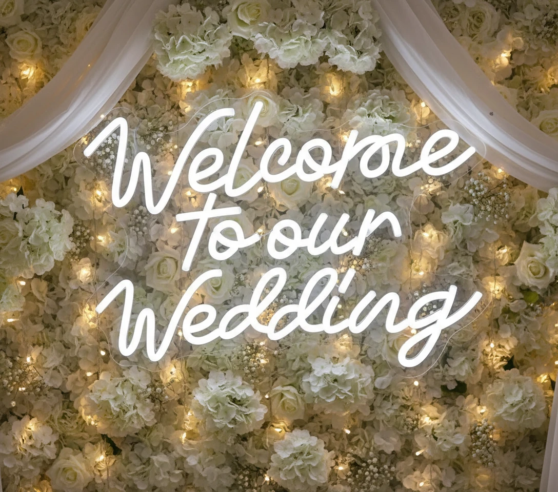 Welcome To Our Wedding Neon Sign for Wedding Party Decor by Neonchics