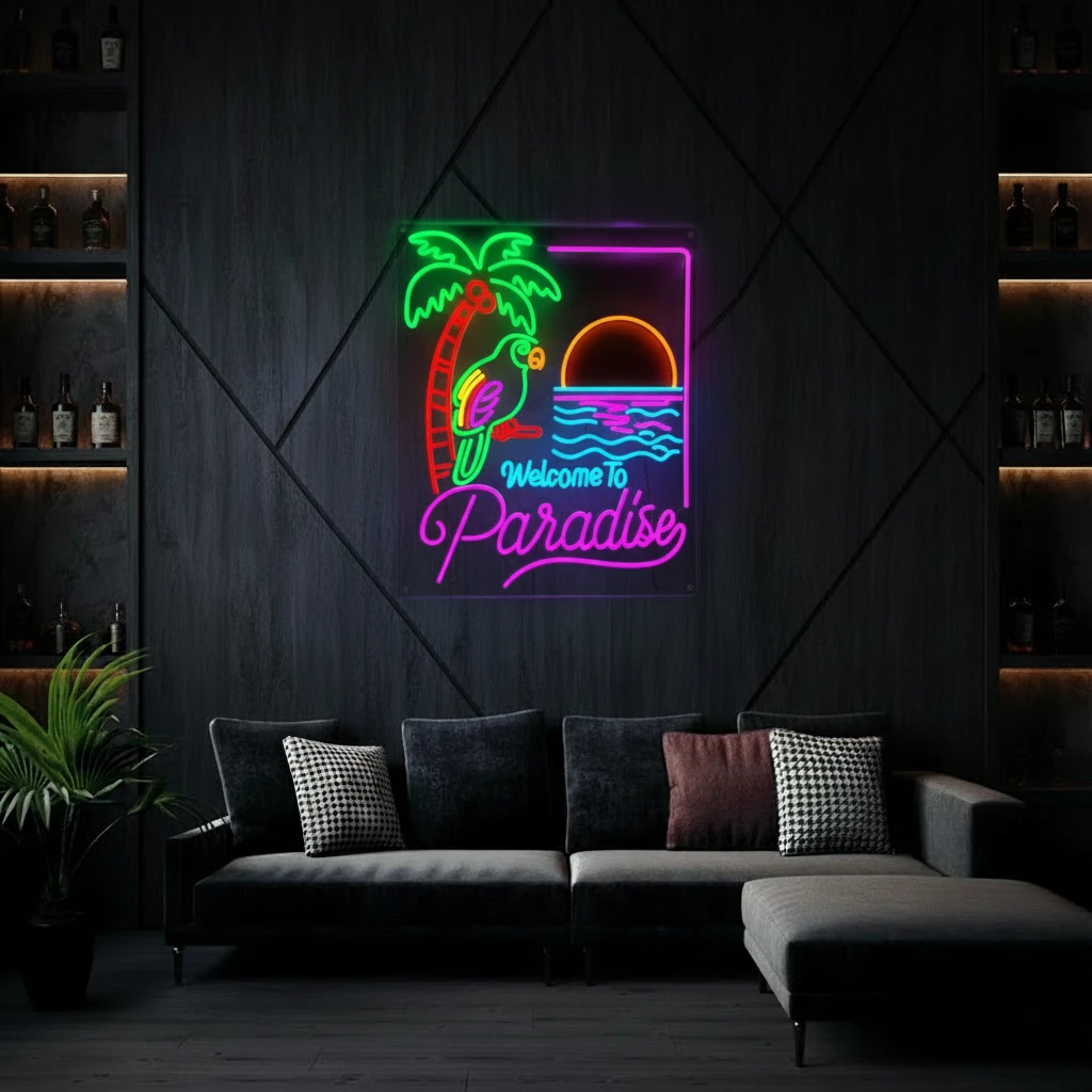 Welcome to Paradise Neon Sign Summer Party Decor Sign by Neonchics