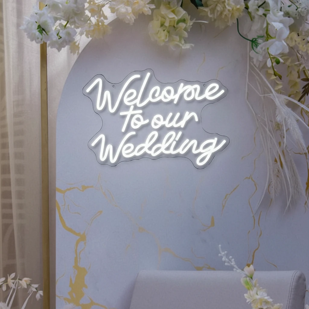 Welcome To Our Wedding Neon Sign for Wedding Party Decor by Neonchics