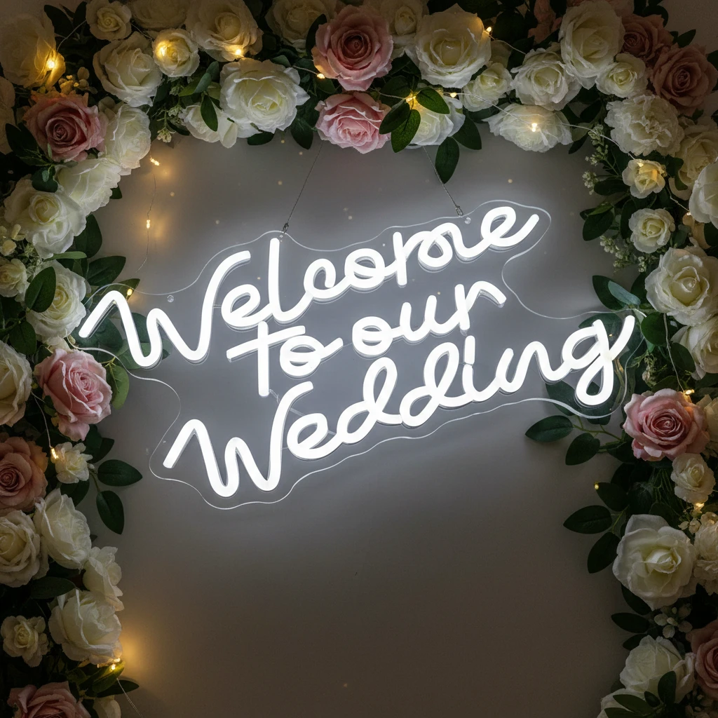 Welcome To Our Wedding Neon Sign for Wedding Party Decor by Neonchics