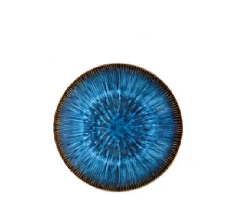 Western Style Ceramic Dish Deep Blue Pasta Plate Kitchen Tableware by Bowlift