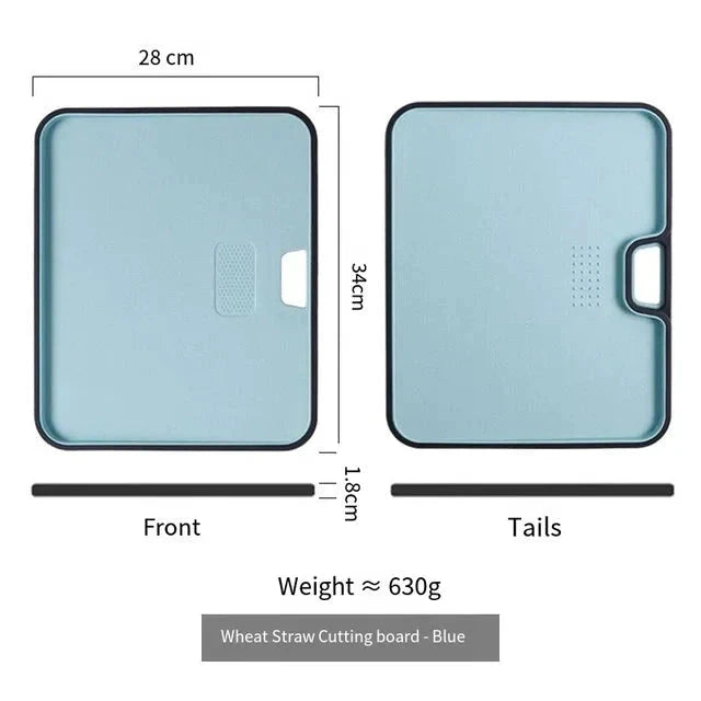 Wheat Straw Cutting Board Chopping Board Hanging Hole Spillover Board by Bowlift