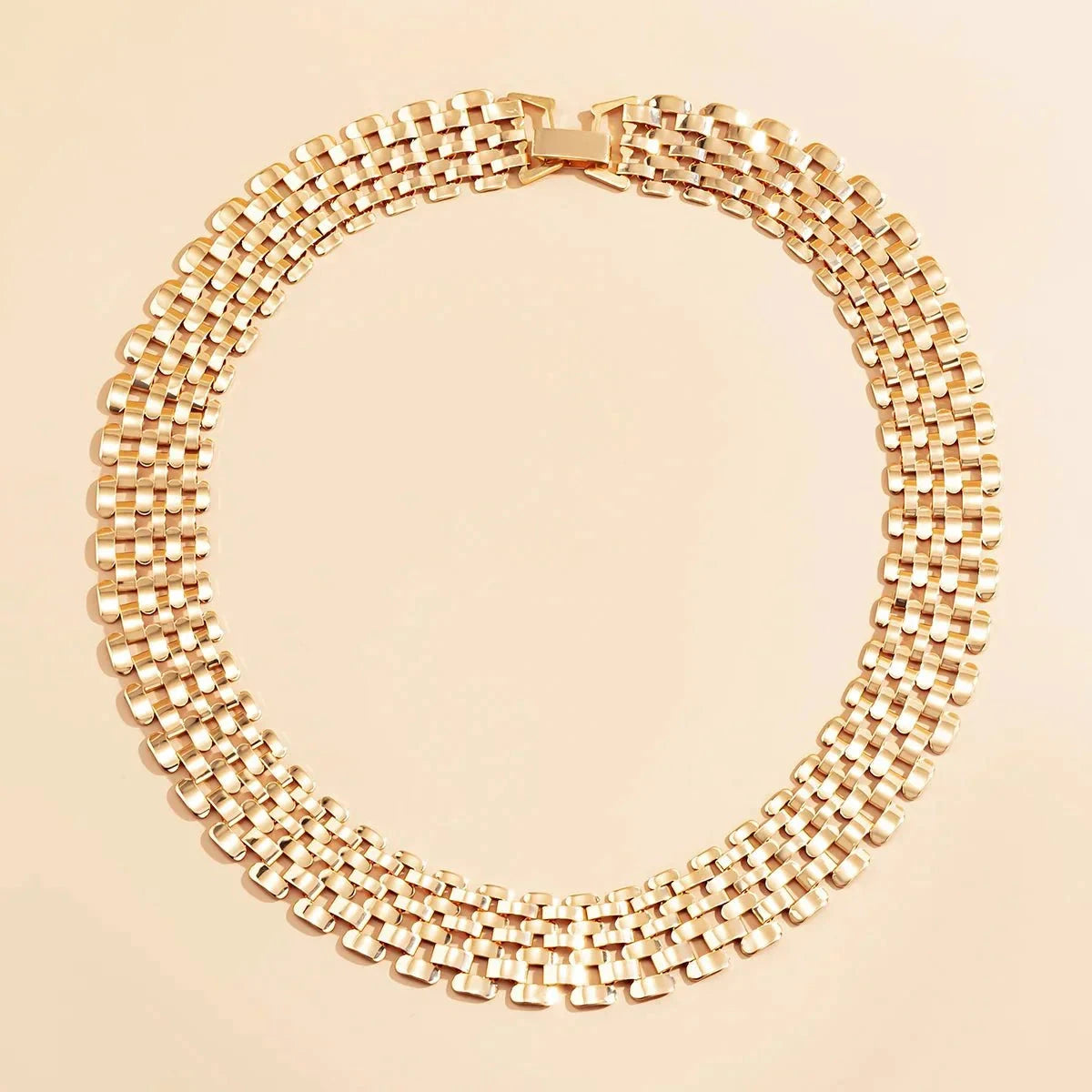 Wide Flow Flat Chain Choker Necklace by BowLift