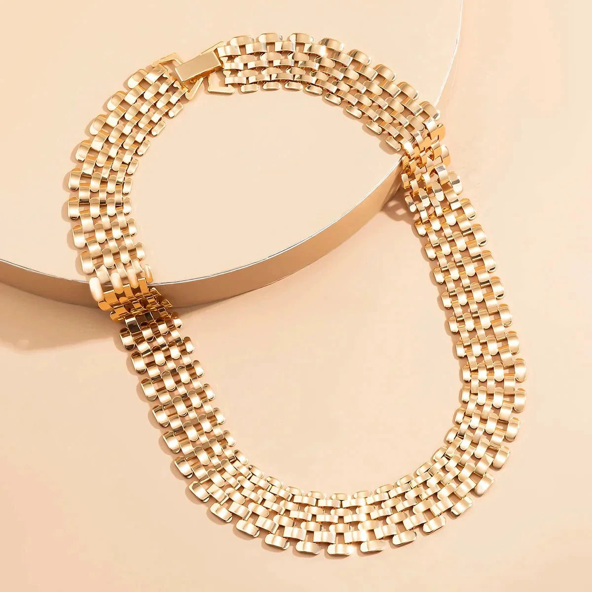 Wide Flow Flat Chain Choker Necklace by BowLift