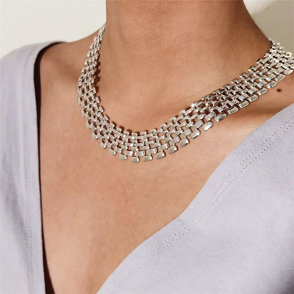Wide Flow Flat Chain Choker Necklace by BowLift