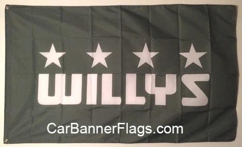 Willys Flag-3x5 FT Banner-100% polyester- overland quad willys ma willys mb by flagsshop