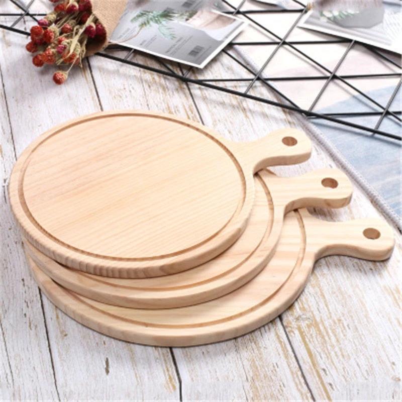 Wooden Pizza board Round with Hand Pizza Baking Tray Pizza Board by Bowlift