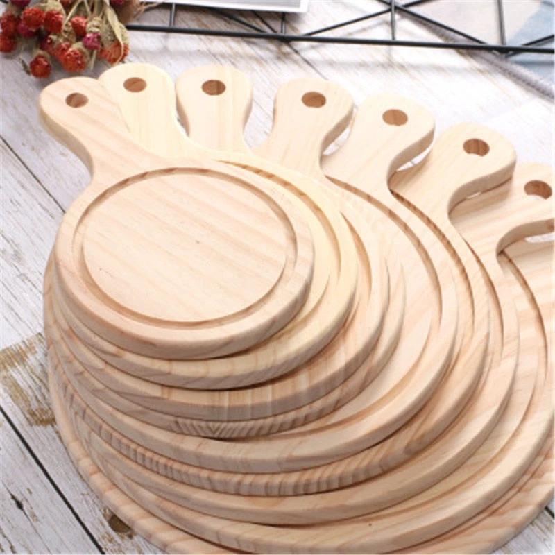 Wooden Pizza board Round with Hand Pizza Baking Tray Pizza Board by Bowlift