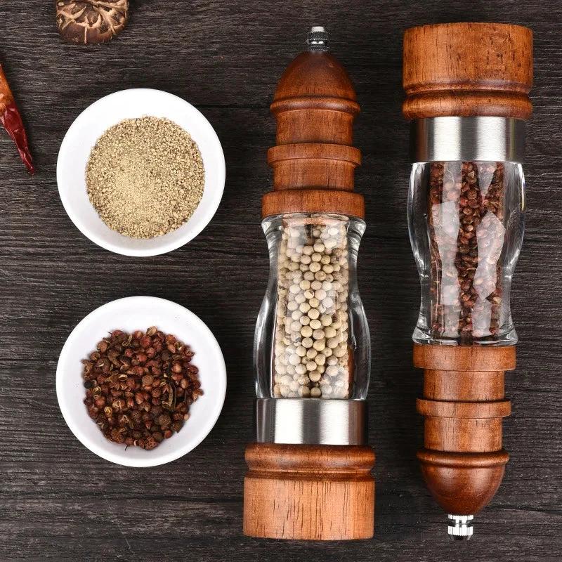Wooden Salt and Pepper Grinder Set Wood and Acrylic Mills by Bowlift