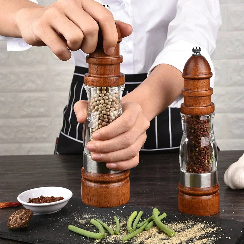 Wooden Salt and Pepper Grinder Set Wood and Acrylic Mills by Bowlift