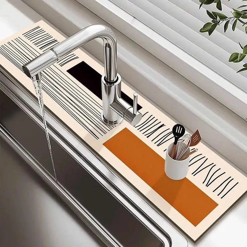 Wraparound Sink Splash Guard Drip Catcher Pad Water Absorbent Mat by Bowlift