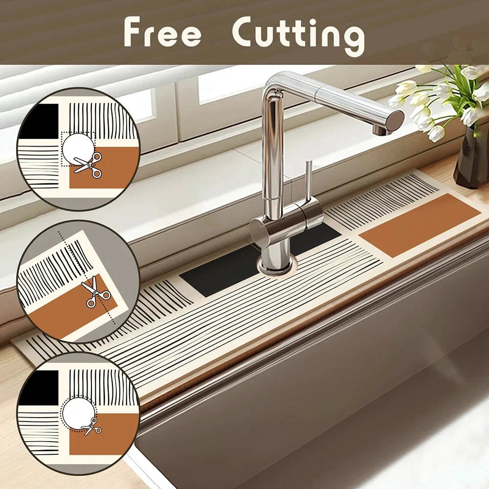 Wraparound Sink Splash Guard Drip Catcher Pad Water Absorbent Mat by Bowlift