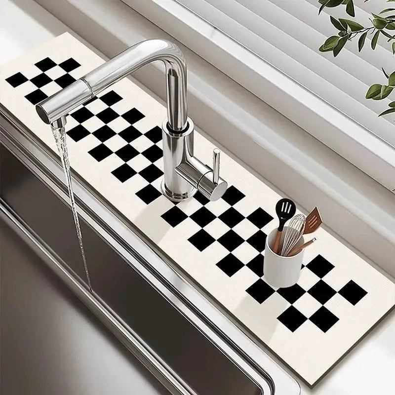 Wraparound Sink Splash Guard Drip Catcher Pad Water Absorbent Mat by Bowlift