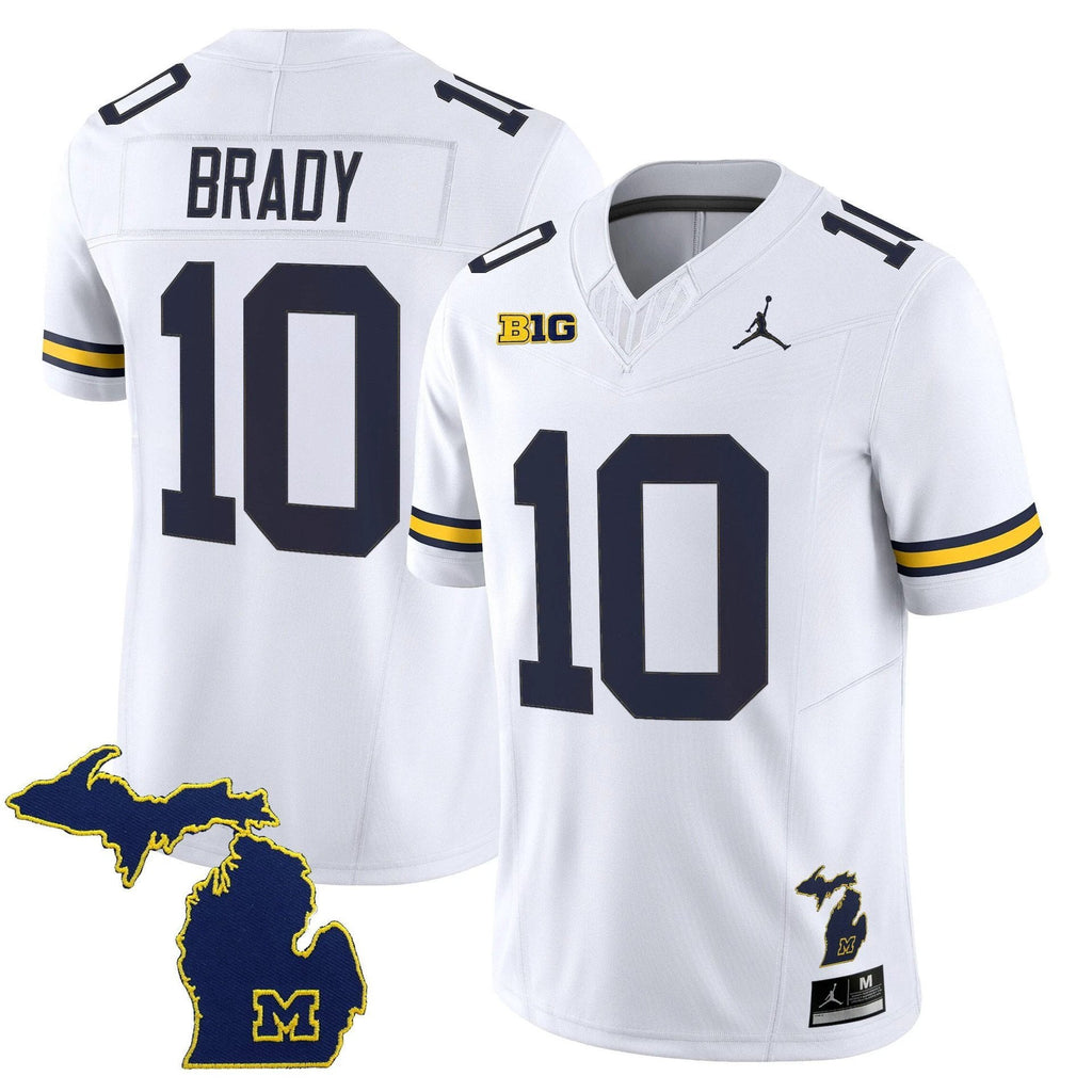 Tom Brady Jersey #10 Michigan Wolverines 2025 Limited V2 Stitched White by My Store NCAA Football Jerseys