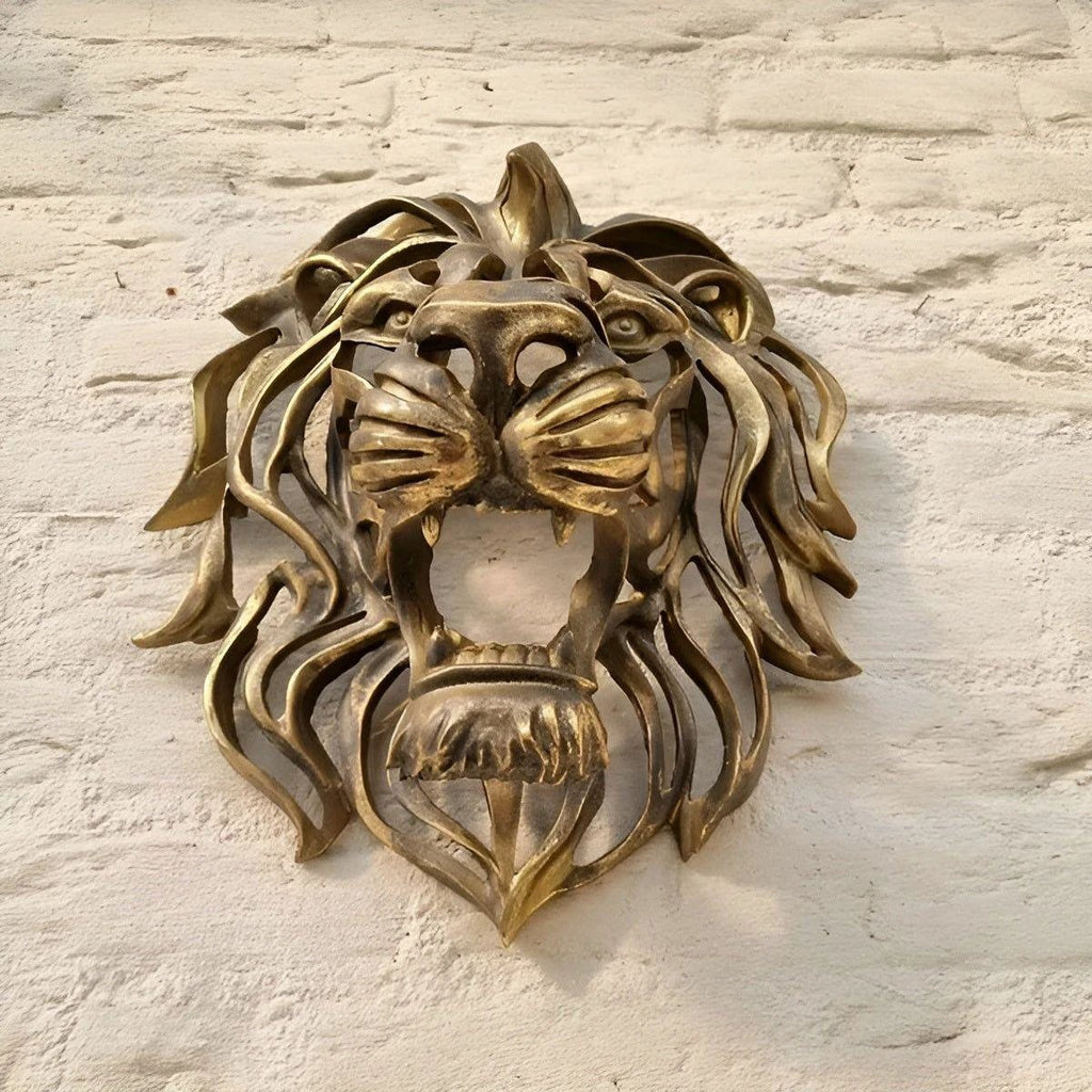 Exquisite gold-plated lion head wall sculpture Bowlift by Bowlift