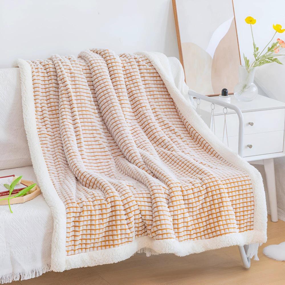 Warm Waffle Sherpa Blanket by Casa & Beyond